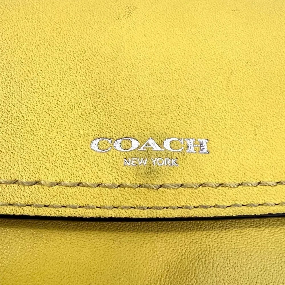 Coach Chartreuse Leather Long Slim Wallet with Silver Logo